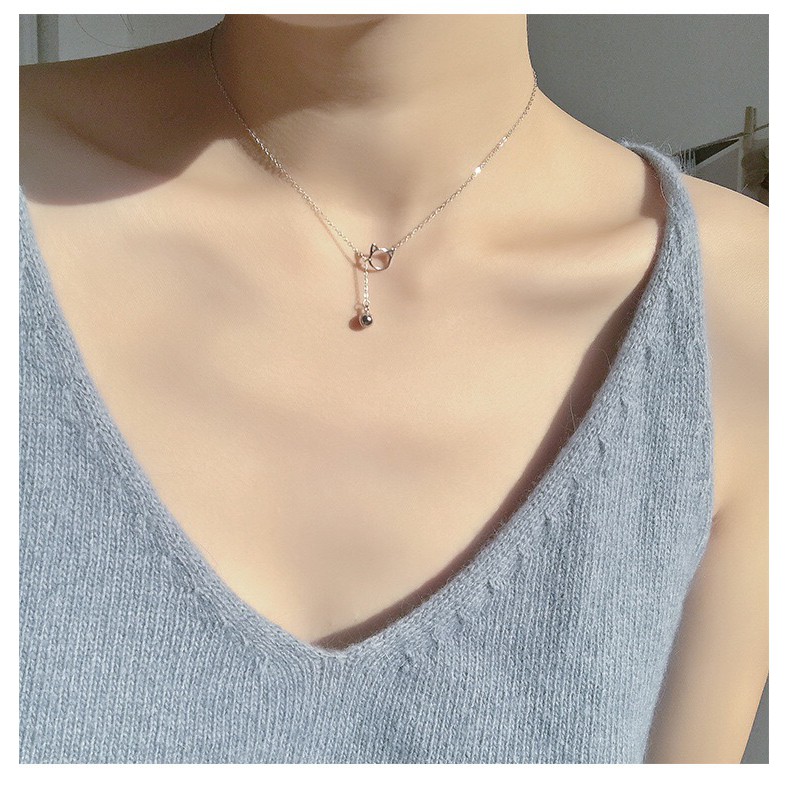 Dây Chuyền Mạ Bạc Mặt Hình Mèo Con Dễ Thương B0034