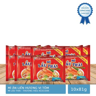 Combo 10 Gói Mì Lẩu Thái Hương Vị Tôm 81g