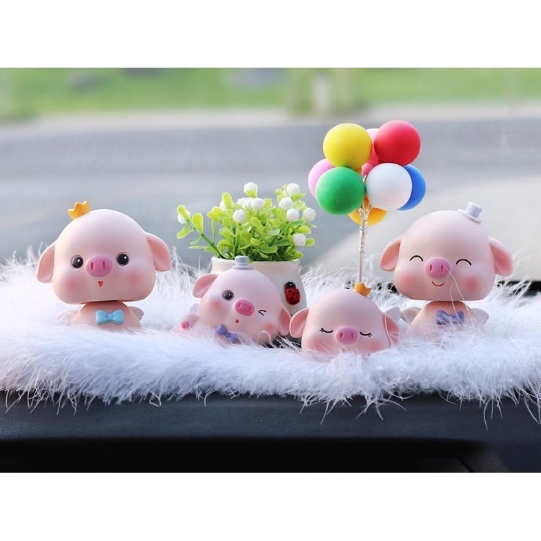 Decor full bộ heo gia đình trang trí taplo ô tô , phụ kiện xe hơi sáng tạo, hoặc để bàn làm việc có tặng kèm sáp thơm