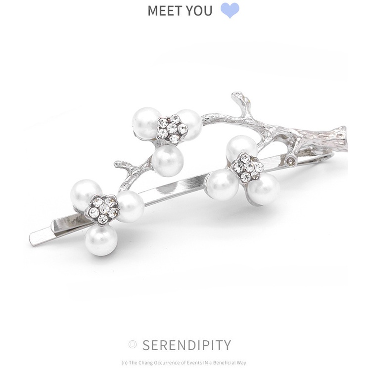 Kẹp tóc đính đá và hạt ngọc trai nhân tạo phong cách Hàn Quốc thời trang