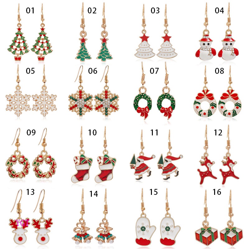 Ygt Vòng Hoa Tai Tua Rua Dài Hình Ông Già Noel Tuần Lộc Người Tuyết Tuần Lộc Giáng Sinh Cho Nữ