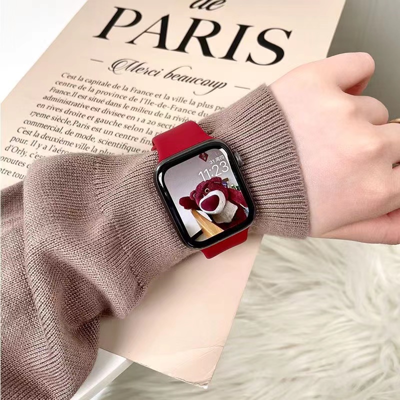 Dây Đeo Silicone 45mm 49mm 44mm 41mm Cho iWatch 40mm 38mm 42mm Correa Apple Watch Series 7 6 SE 5 4 3 2