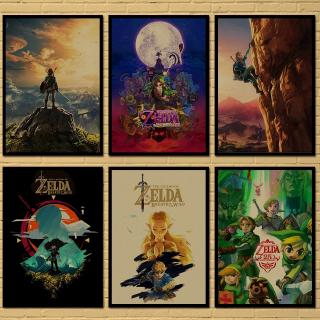 Poster Giấy Kraft Treo Tường Trang Trí In Hình Legend of Zelda