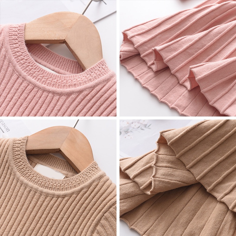 Đầm sweater BEAR LEADER len xếp ly thời trang thu đông xinh xắn dành cho bé gái