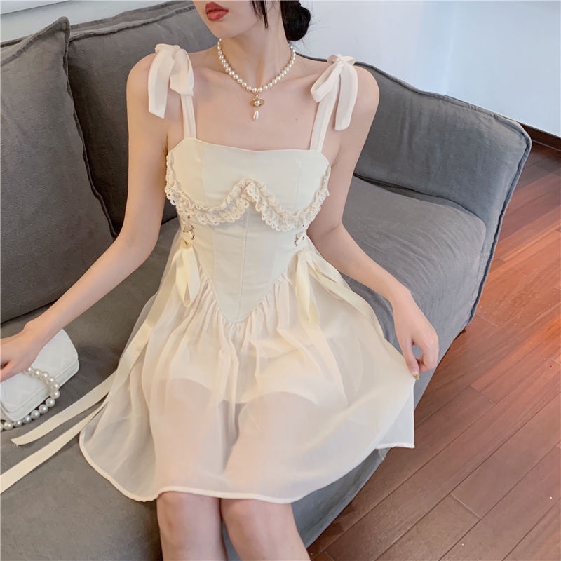 Đầm Công Chúa Dáng Ôm Eo Cao Kiểu Pháp Thời Trang Mùa Hè Xinh Xắn Cho Nữ