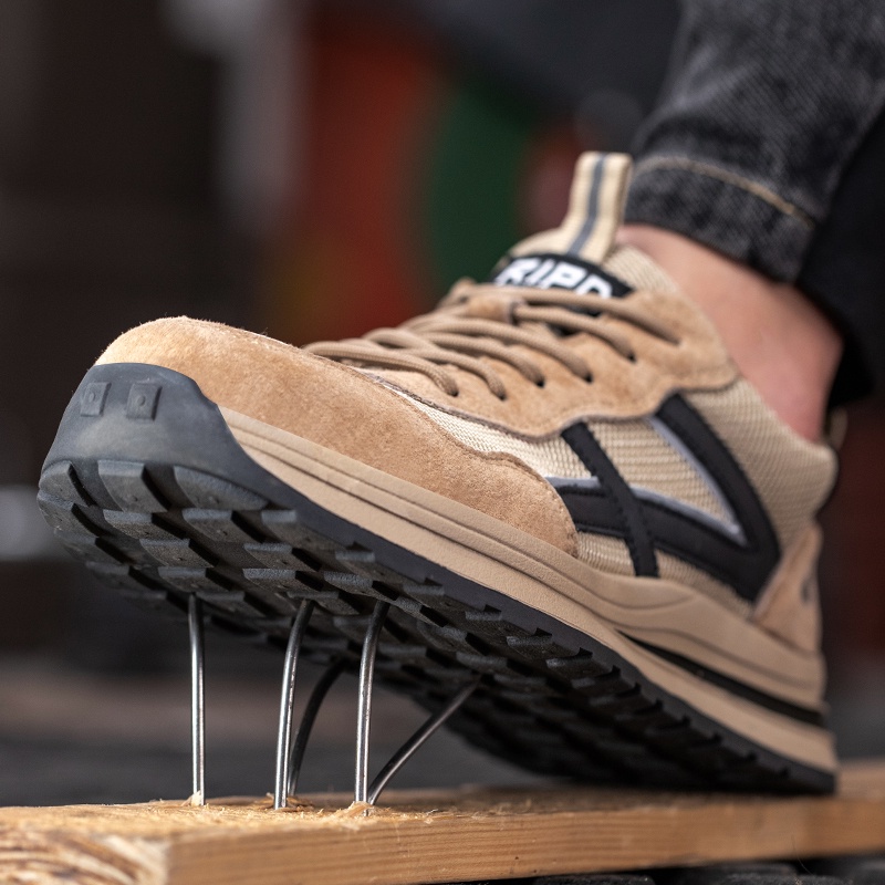 Giày Bảo Hộ Lao Động Mũi Thép Chống Đâm Thủng Vải Kaki Thoáng Khí Chống Mòn Bảo Vệ An Toàn Cho Nam