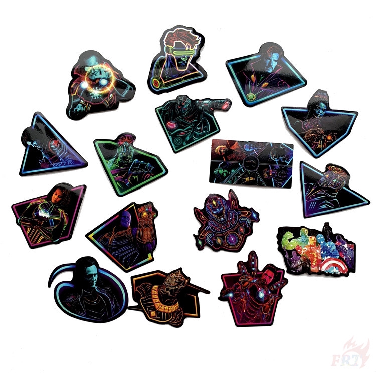 64 Nhãn dán hình siêu anh hùng Marvel màu neon dòng 02 trang trí laptop/ván trượt thời trang DIY