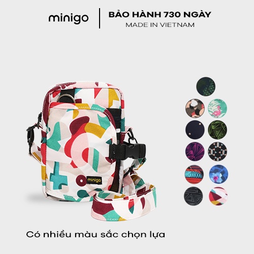 Túi đeo chéo nắp mở ngang chất liệu vải trượt nước nhiều ngăn đa dạng hoa văn