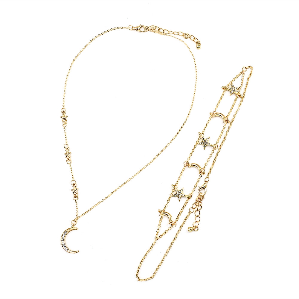 Vòng cổ choker nhiều lớp trang trí mặt hình ngôi sao phong cách Boho