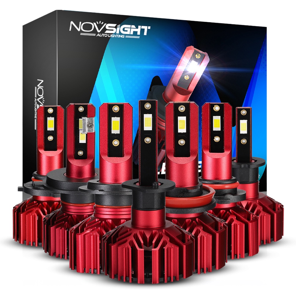 Novsight Bộ 2 bóng đèn LED N11 H4 H7 H11 60W 10000LM 6000K ánh sáng trắng dùng để trang trí xe hơi