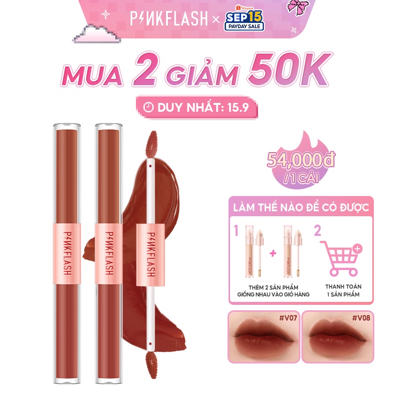 Son môi ombrelips tint nhung ombrelips lì hai đầu PINKFLASH DoubleSense 2 Trong 1 nhẹ sắc tố cao lâu trôi 30g