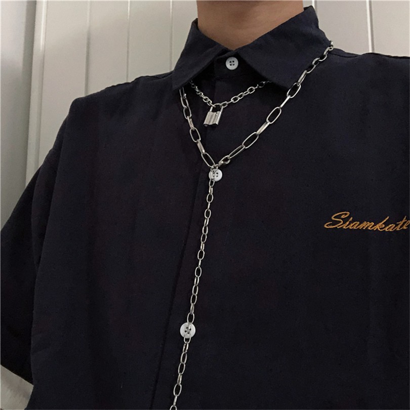 [Spot] Dây Chuyền Kim Loại Phong Cách Hip Hop Retro Đơn Giản 12668