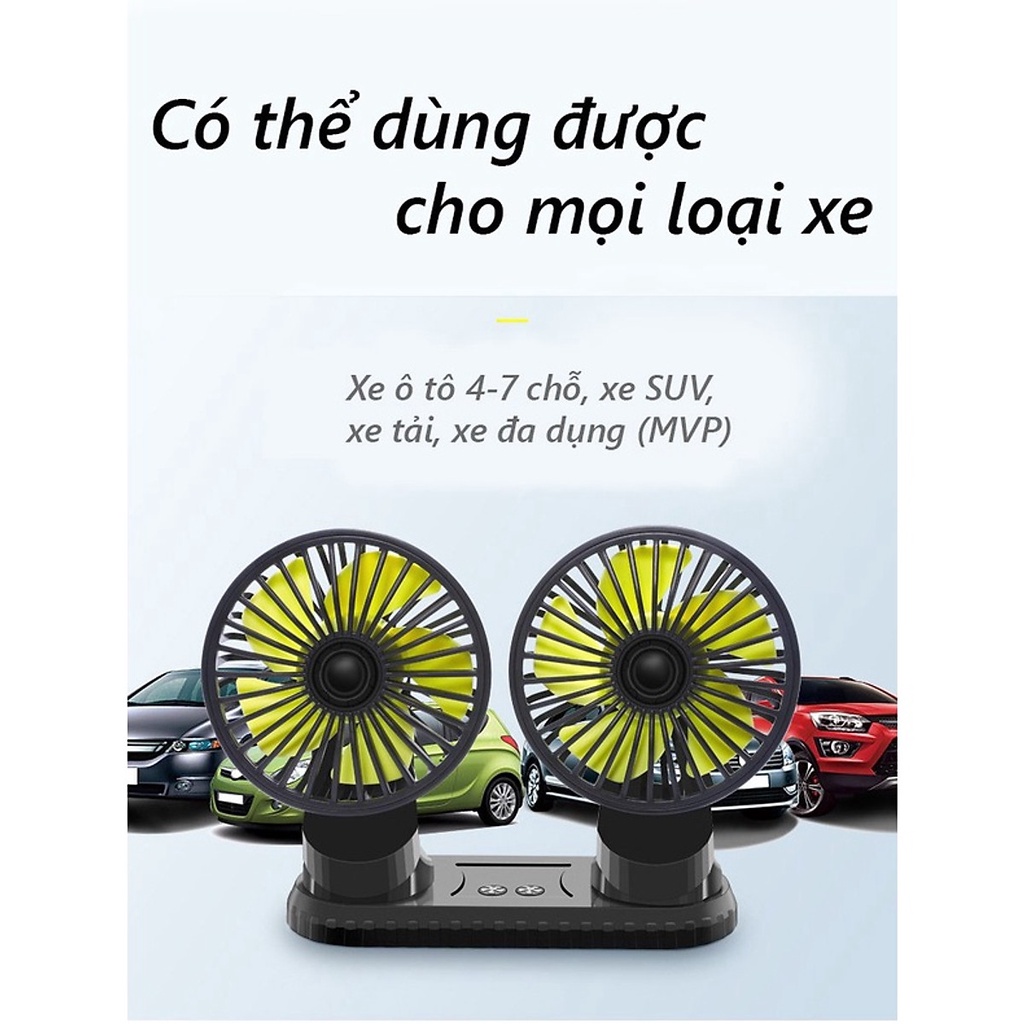 Quạt Ô Tô Quạt Đôi Quạt Đơn Dùng Cho Xe Hơi Hoặc Văn Phòng Cổng USB Điện 12V Và 24V