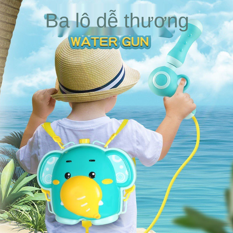 Súng nước ba lô trẻ em dành cho bé trai và gái có vòi phun kéo ra đồ chơi hoạt hình bãi biển ngoài trời tạo tác chiến đấ