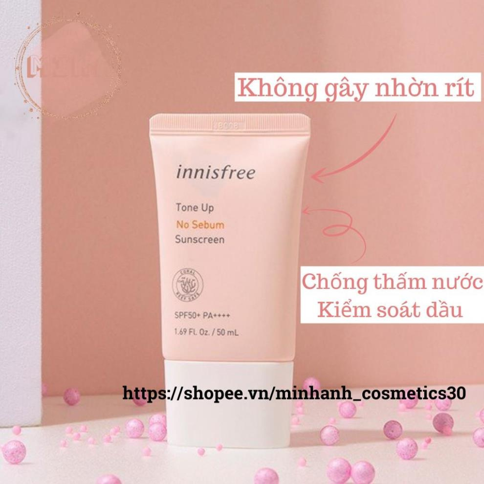 Kem Chống Nắng Innisfree Tone Up No Sebum Sunscreen SPF50+PA++++ 50ml (màu hồng)