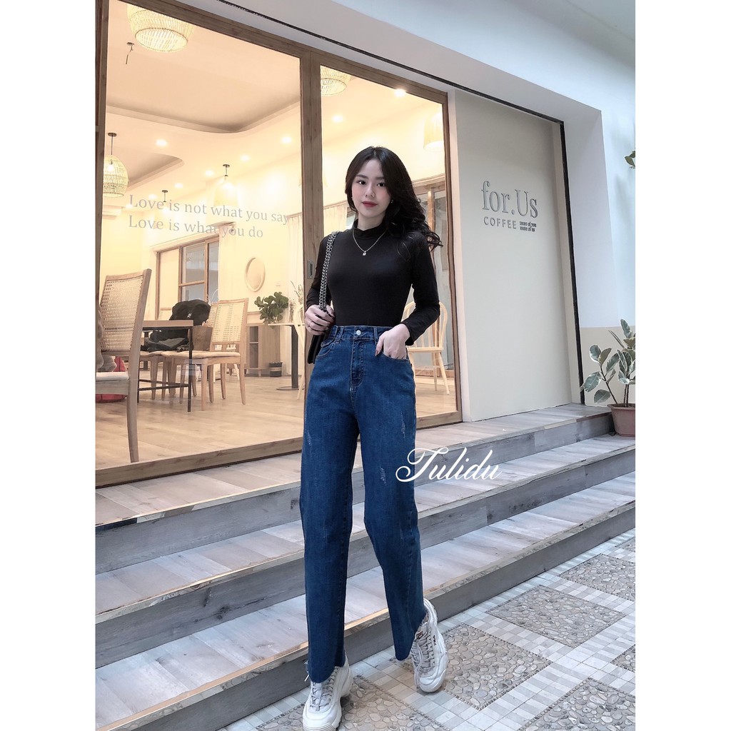 Quần Jean Ống Rộng "Uri Jeans" Tulidu, Ống Đứng Rộng Chất Co Giãn Vải Cotton Jeans Cao Cấp [S90] | BigBuy360 - bigbuy360.vn