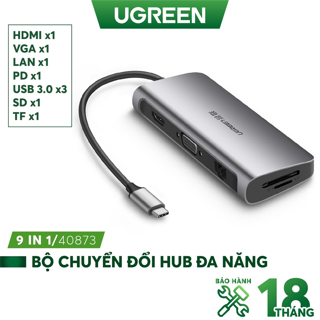 Bộ chuyển đổi đa năng UGREEN CM121 CM212 cho MacBook, Dell XPS 13, và thiết bị máy tính điện thoại hỗ trợ USB type C