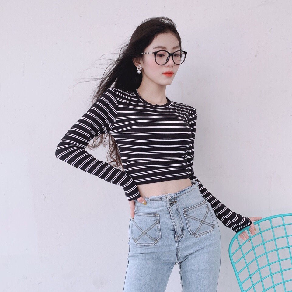 Áo Croptop Tay Dài Chất Thun Lụa dáng ôm thời trang MS:Z01