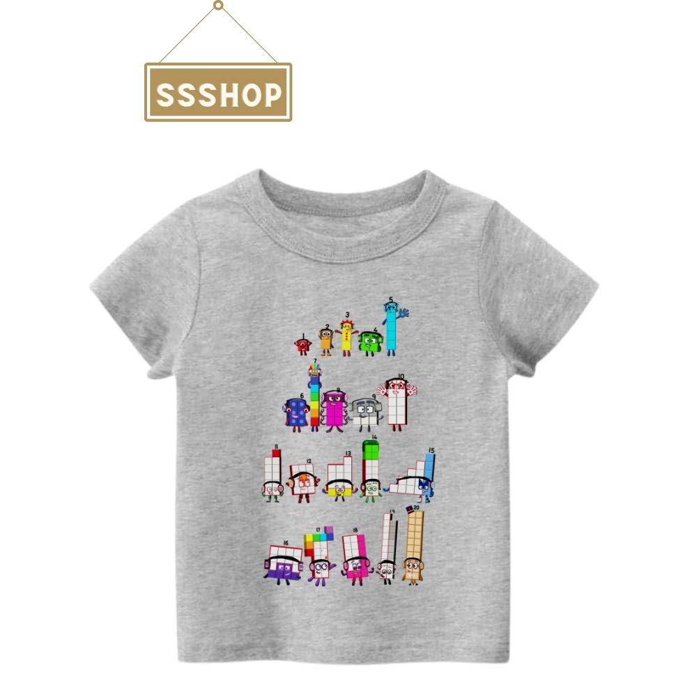Áo thun bé trai và bé gái in hình numberblocks , Chất liệu cotton thoáng mát mềm mịn, Hình in không bong tróc SSSHOP 01