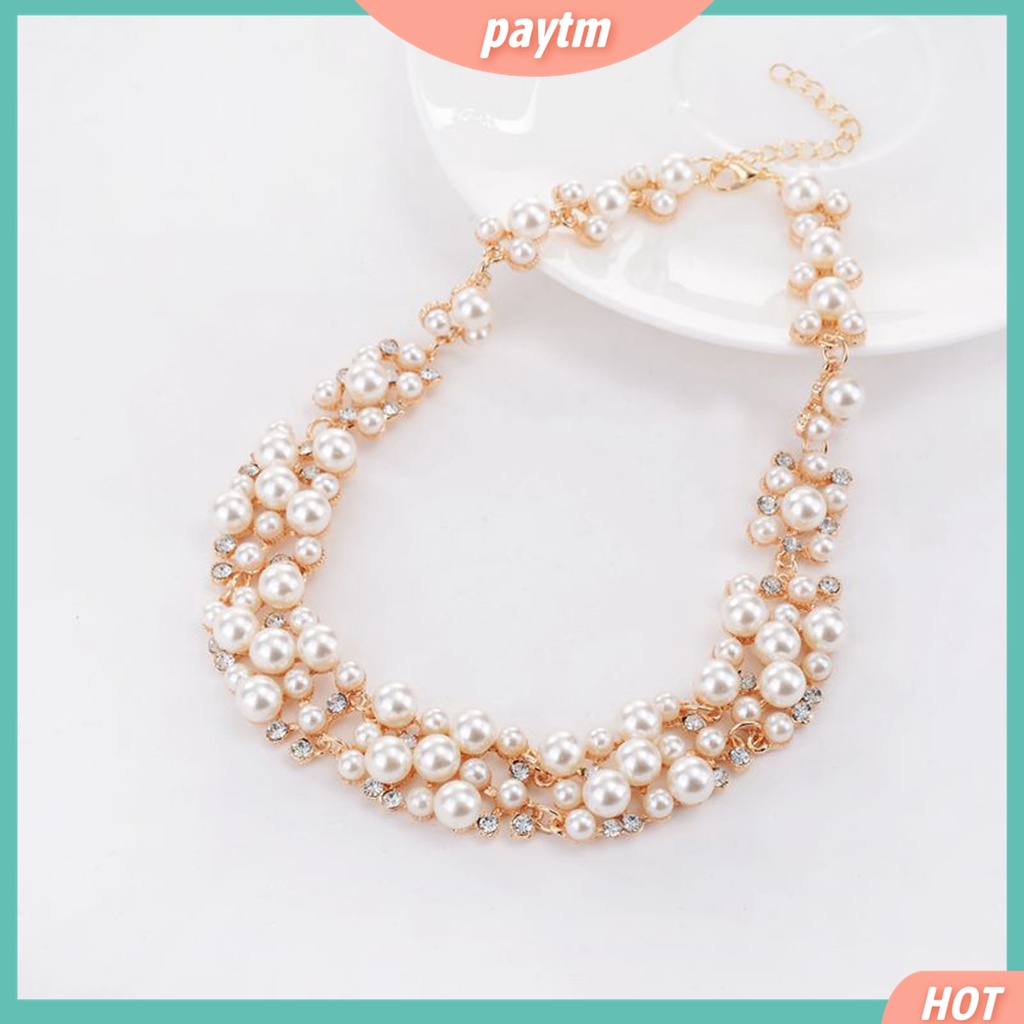 Bộ 2 Vòng cổ + Bông Tai Đính Ngọc Trai Giả Nhiều Màu Sắc Sang Trọng