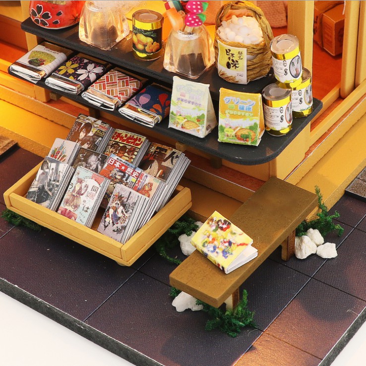 Mô hình nhà DIY Doll House Memory Of Autumn Grocery Store Kèm Mica Chống bụi, Bộ dụng cụ và Keo dán