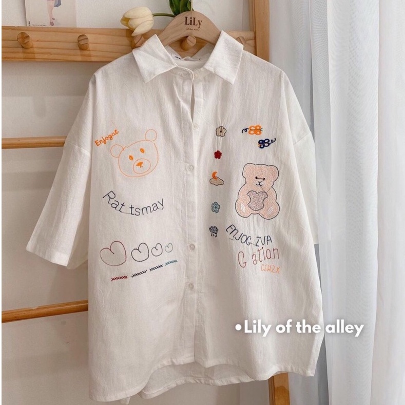 Sơ Mi Cộc Tay Nữ Chất Đũi Mát Mẻ Chất Đẹp,Áo Sơ Mi Tay Lỡ Vintage Phong Cách