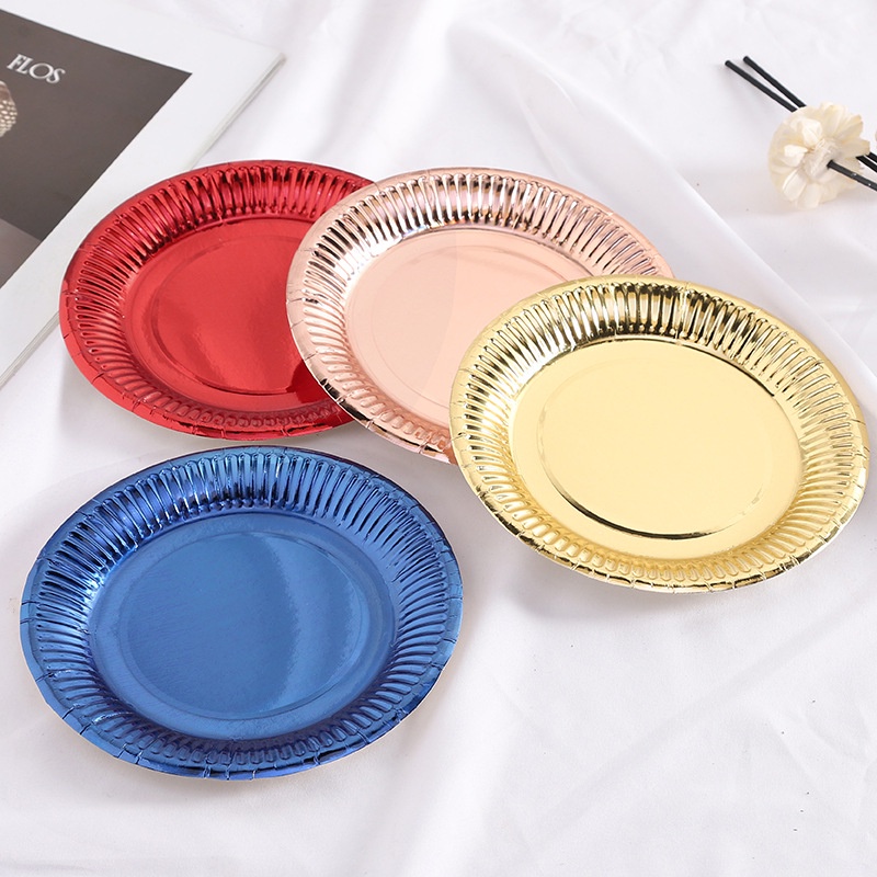 Set 10 Khay Giấy 9inch Màu Vàng / Bạc Dùng Một Lần Đa Ứng Dụng
