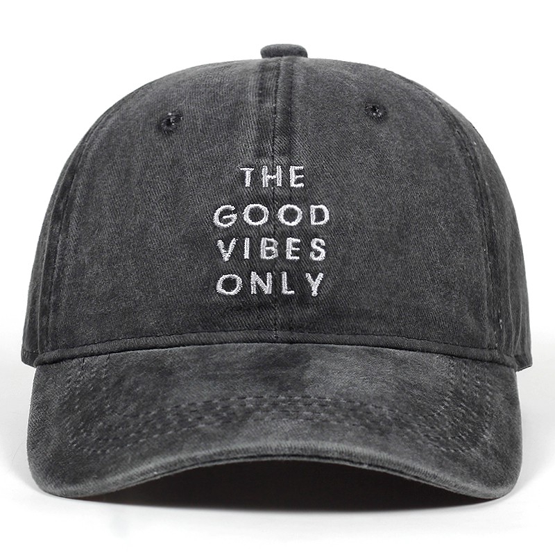Mũ Lưỡi Trai cotton Màu Trơn Thêu Chữ THE GOOD VIBES ONLY Có Thể Điều Chỉnh Cho Nam Và Nữ nón lưỡi trai