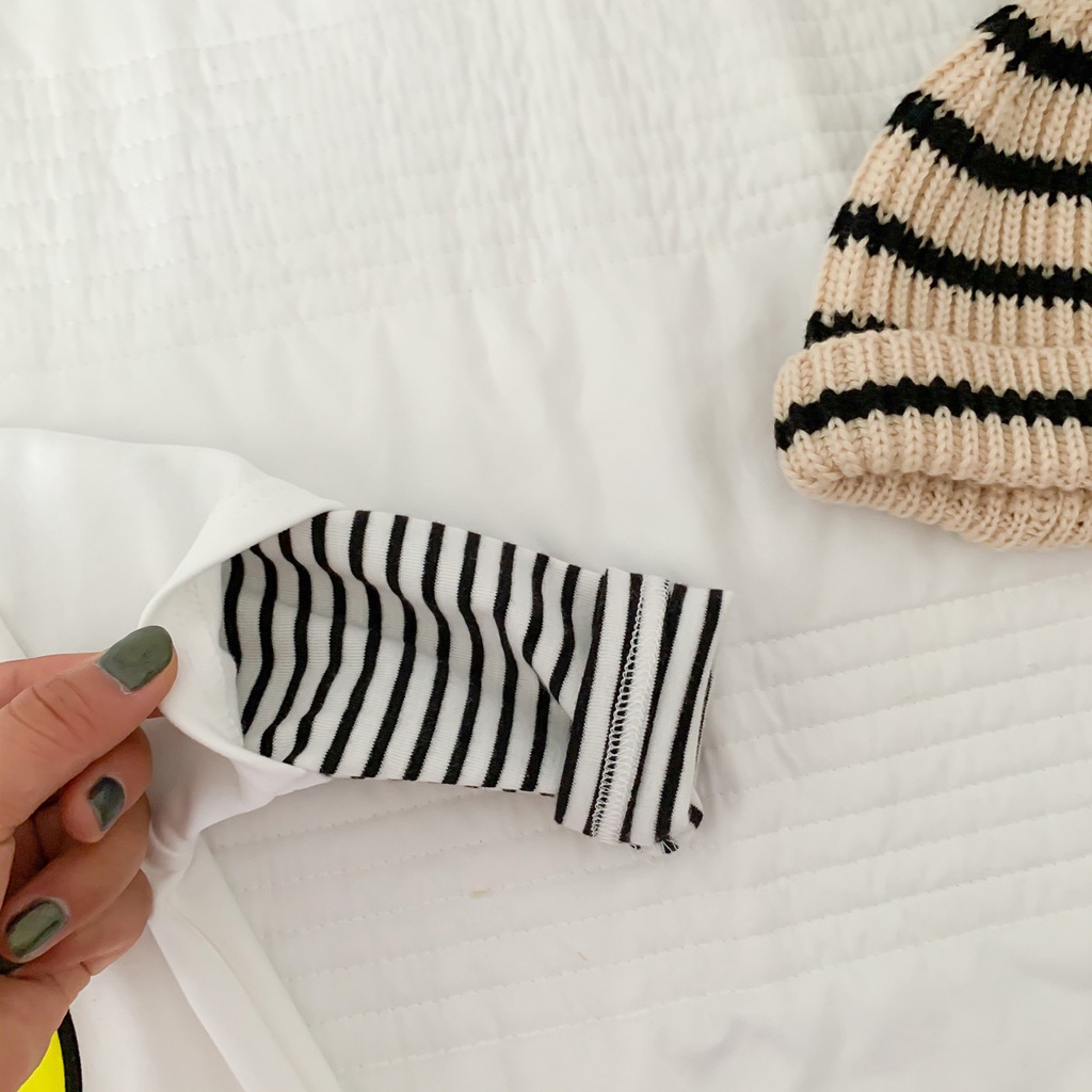 Áo liền quần tay dài in hình mặt cười đáng yêu cho bé sơ sinh