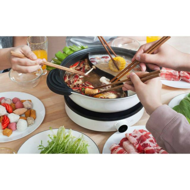 🔝 Nồi lẩu 2 ngăn 2 vị Xiaomi Mijia 4L Induction Cooker hợp kim nhôm , thép Inox 430 không gỉ 💛