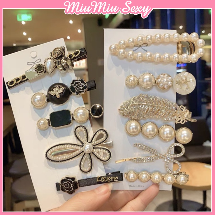 Set 6 Kẹp Tóc N.gọc Trai Đính Đá Sang Chảnh Cho Các Cô Gái Yêu Quý Của MiuMiu Sexy