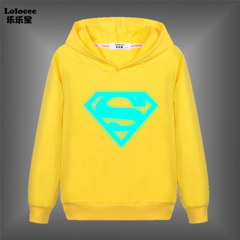 NEW Áo Khoác Hoodie In Hình Superman Phát Sáng Cho Bé Trai