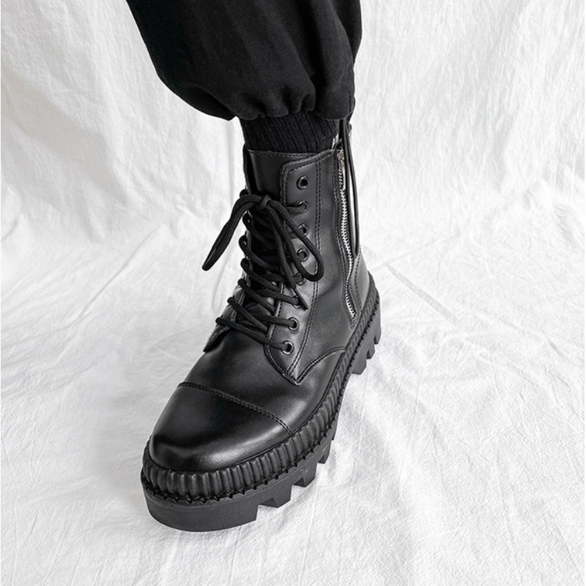 Giày nam cao cổ, boot cổ cao, bốt nam tăng chiều cao 6,5 cm Zip New