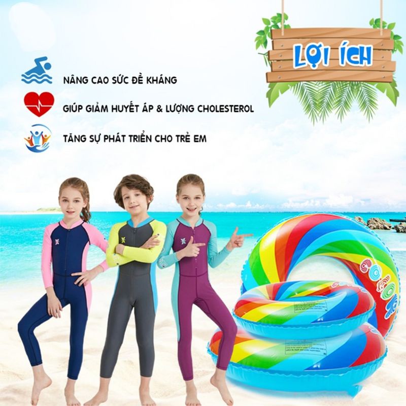 Phao bơi chong chóng cho người lớn và trẻ em có tay cầm họa tiết đẹp mắt