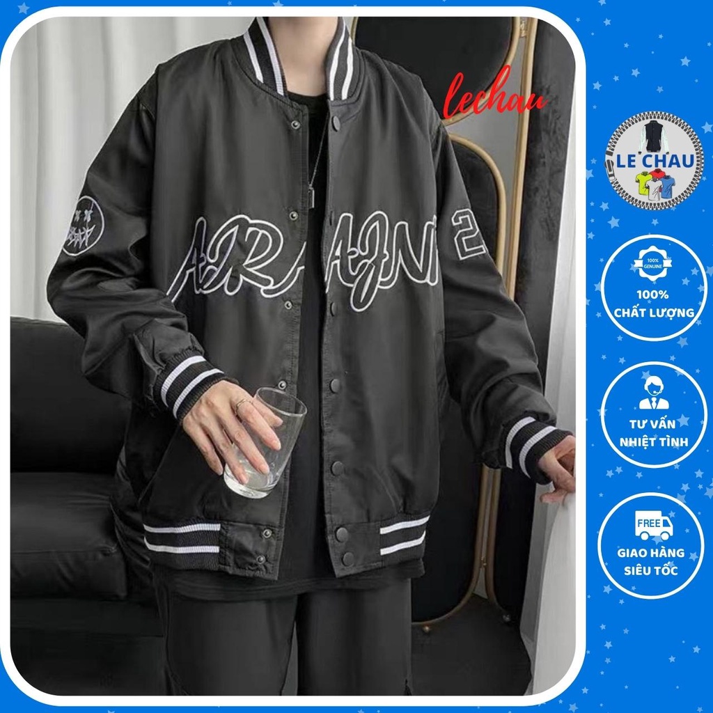 Áo khoác dù unisex form rộng kiểu bomber jackets nam nữ phong cách Hàn Quốc street style ARAGNP LECHAU AKD05 2 lớp xịn