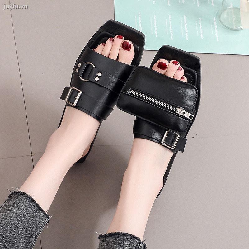 net red summer new flat-bottom all-match sandals women s word open-toe outer wear slippers and ins