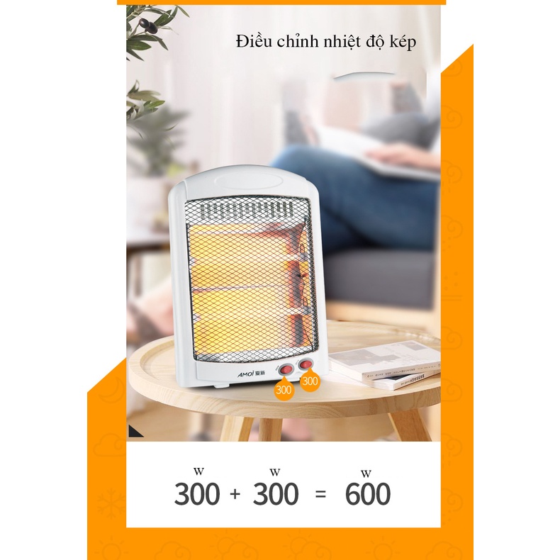 Đèn sưởi 2 bóng JIASHI công suất 800w cho nhà tắm, phòng ngủ, phòng làm việc làm ấm trong 5s DSN01