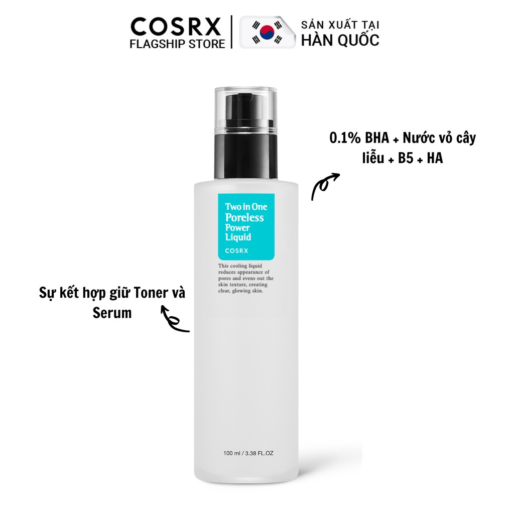 Nước Hoa Hồng Và Dưỡng Chất Cân Bằng Da, Se Khít Lỗ Chân Lông COSRX Two in One Poreless Power Liquid 100ml