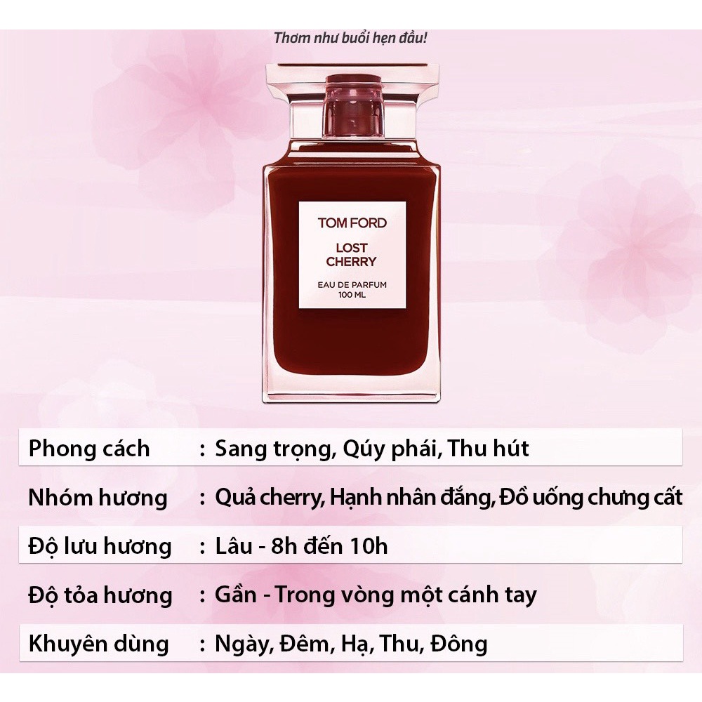 [Mẫu Thử] Nước Hoa Nữ Tom Ford Lost Cherry - TOMFORD TF Lưu Hương Lâu Chính Hãng 100%