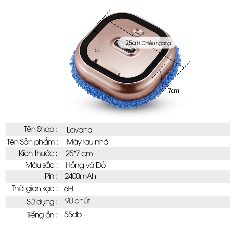 Robot lau nhà thông minh 2 chế độ ướt và khô hàng chính hãng - Avita