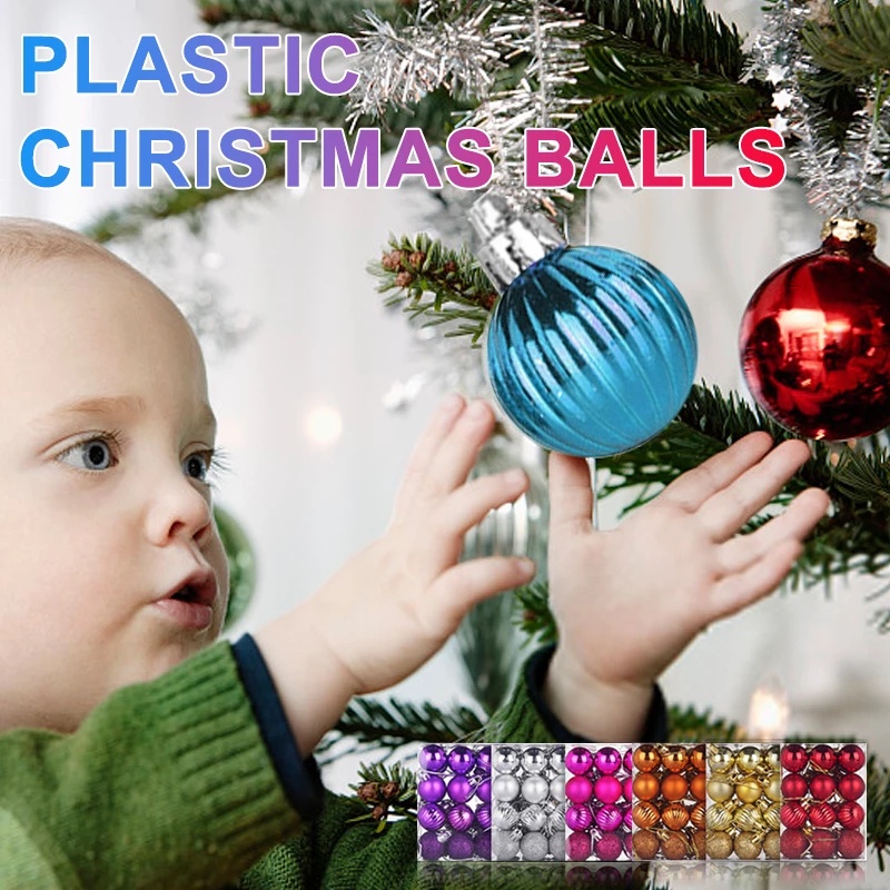 Set 12 / 30 Quả Cầu Kim Tuyến Nhiều Màu Trang Trí Cây Thông Noel