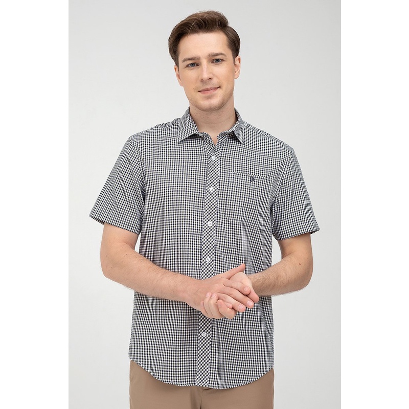 Áo sơ mi tay ngắn họa tiết kẻ caro , thời thượng, lịch lãm, chỉn chu John Henry - WS22SS27P-SC