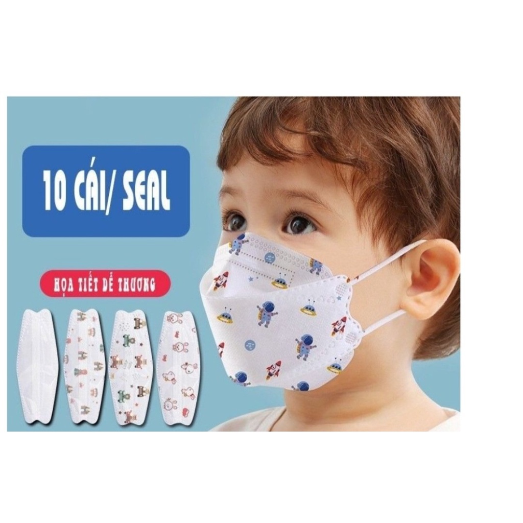 Sỉ 100 cái khẩu trang KF94 In hình hoạt hình cho bé 5-10 Tuổi