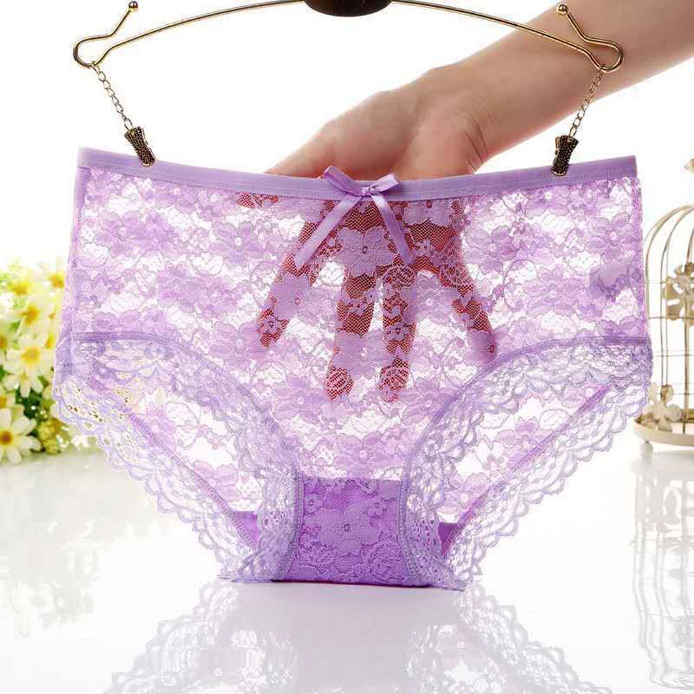 Quần Lót Cotton Phối Ren Không Đường May Đính Nơ Gợi Cảm Cho Nữ