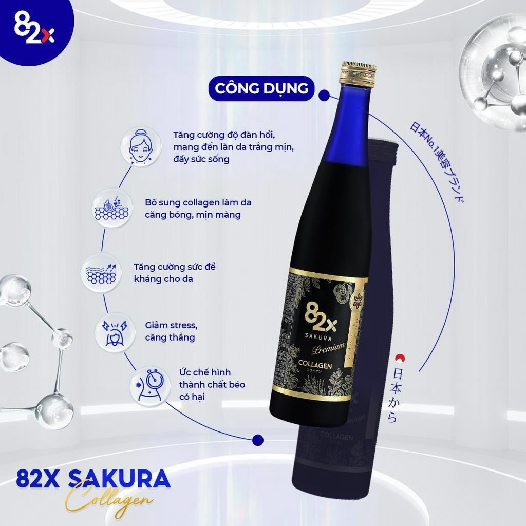 82X COLLAGEN SAKURA PREMIUM (DÒNG CAO CẤP) Dạng Nước 120.000mg Collagen Peptide, Nước Uống Đẹp Da Đến Từ Nhật Bản 500ml