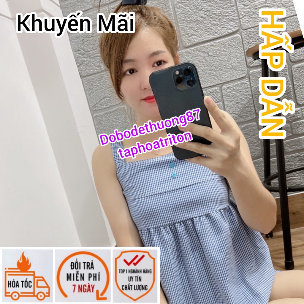 [SIÊU SALE] Đồ Bộ Mặc Nhà Nữ, Đồ Bộ Ngủ Nữ, Bộ Ngủ Nữ Caro siêu cưng M1 kiểu Baby Doll Áo dây Quần ngắn Kate Thoáng mát | BigBuy360 - bigbuy360.vn