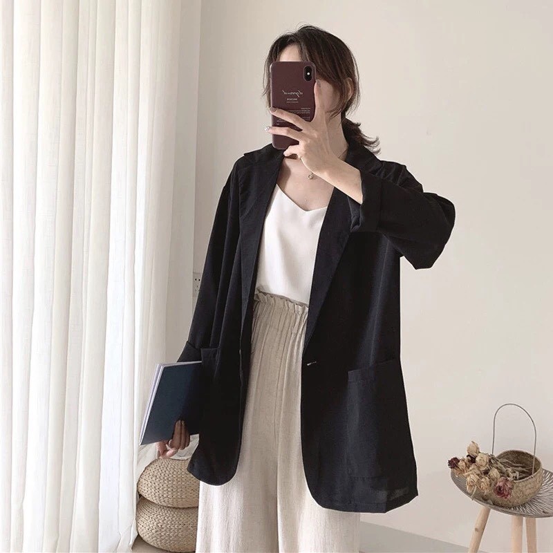 ÁO BLAZER TRƠN - ÁO VEST 1 CÚC BASIC