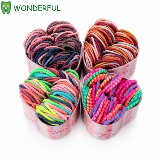 Tuyệt VỜI Nhiều Màu Sắc Bé Gái Dây Buộc Tóc Cơ Bản Đuôi Ngựa Giữ Scrunchie 50 Cái / hộp Phụ Kiện Tóc Dây Cao Su Co Giãn Dây Buộc Tóc Trẻ Em
