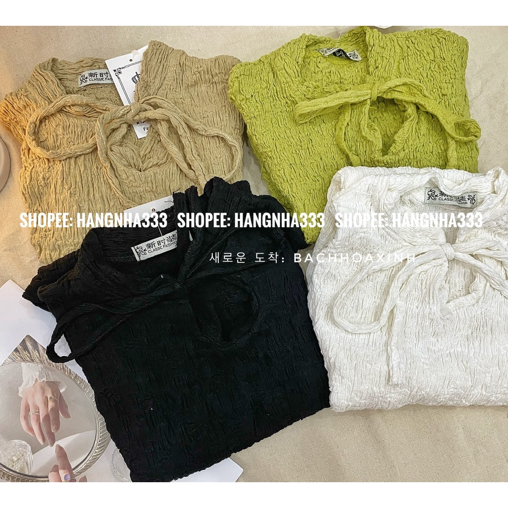 NEW ARRIVAL || Đầm body Xốp nhún cột nơ cổ cực sang chảnh nhiều màu mùa hè Ulzzang basic
