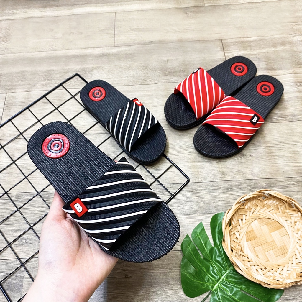 Dép quai ngang nữ sọc phối màu chất cao su non siêu êm - TT310